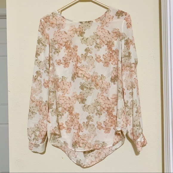 ROSE & OLIVE pink floral long sleeves blouse womens size S cottage romactic - Picture 2 of 9